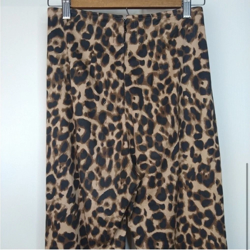 Reformation Sera High-Rise Leopard Print Pants Womens Size 2 Brown Black FLAWS - Picture 5 of 12